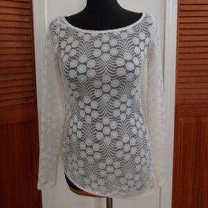 MEADOW RUE ANTHRO ASYMETRICAL LACE TOP XS
